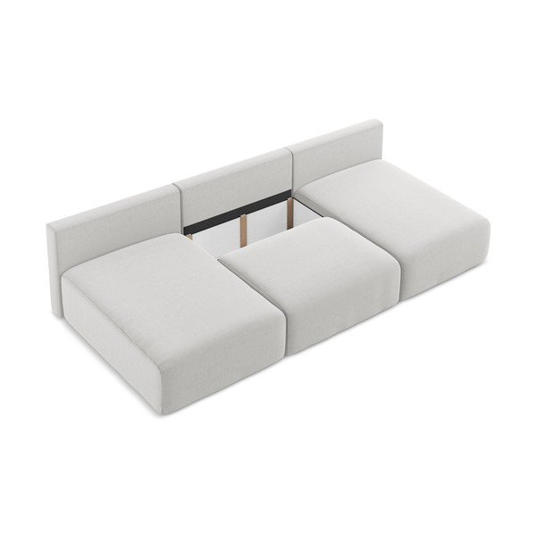 Jasnoszary aksamitny rozkładany/ze schowkiem narożnik (w kształcie litery U) Kalena – Makamii-image-4