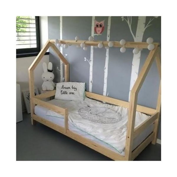Łóżko dziecięce z wysokimi nóżkami i barierkami Benlemi Tery, 70 x 140 cm, wysokość nóżek 30 cm