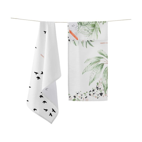 Zestaw 2 bawełnianych ścierek kuchennych Happy Friday Basic Delicate, 70x50 cm-image-1