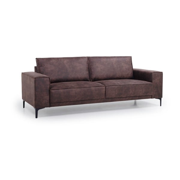 Brązowa sofa z imitacji skóry 224 cm Copenhagen – Scandic-image-2