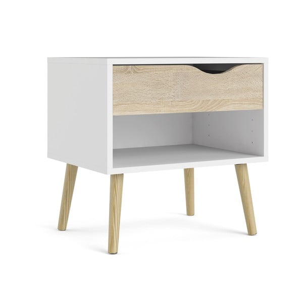 Biała/w naturalnym kolorze szafka nocna Oslo – Tvilum-image-2