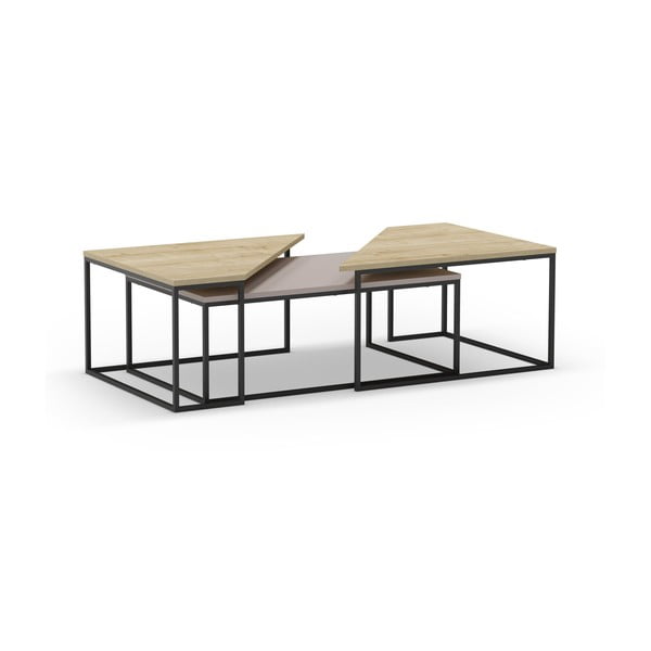 Stoliki z blatem w dekorze dębu zestaw 3 szt. 70x110 cm Titan – Marckeric