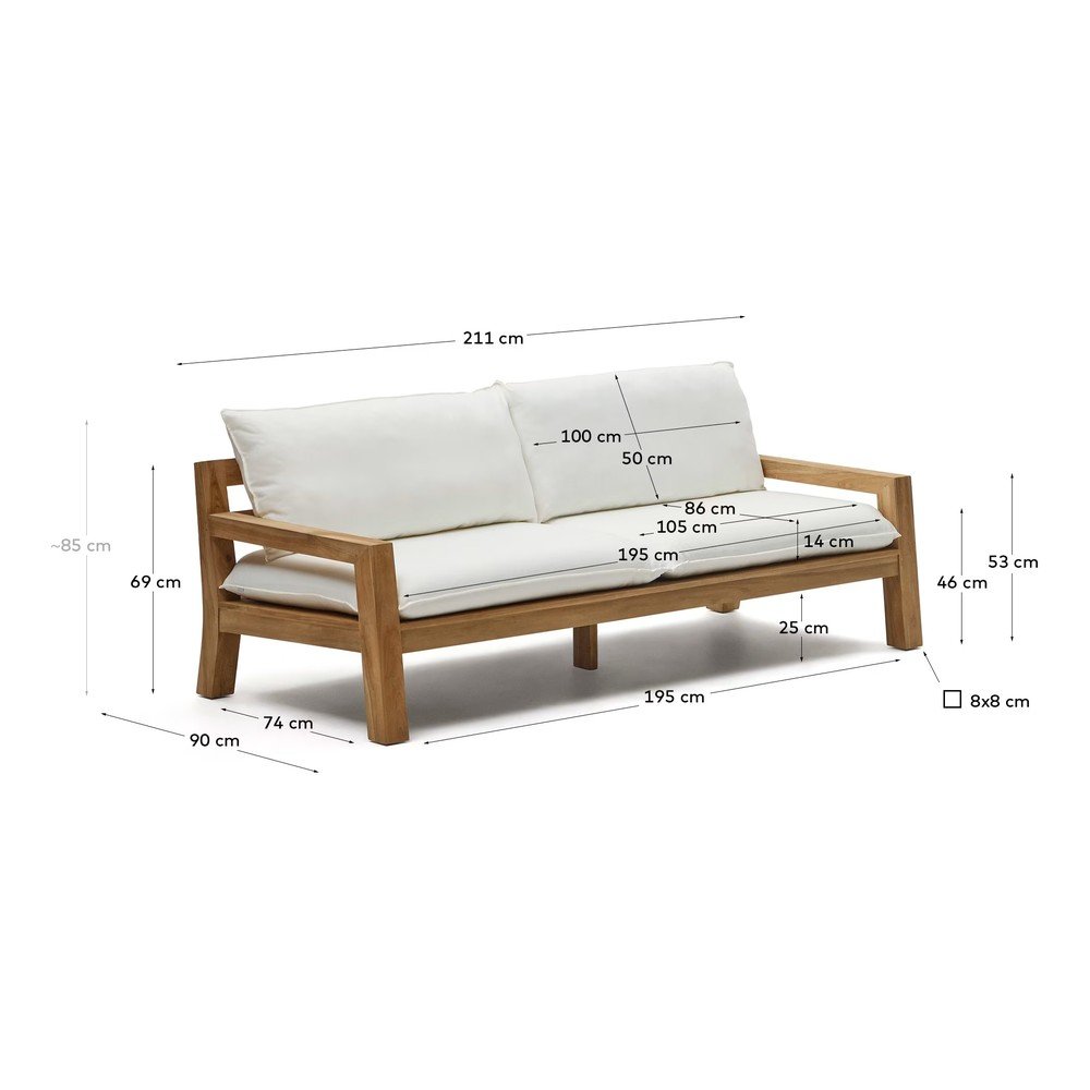 Biało-naturalna sofa ogrodowa z drewna tekowego Forcanera – Kave Home (zdjęcie 3)