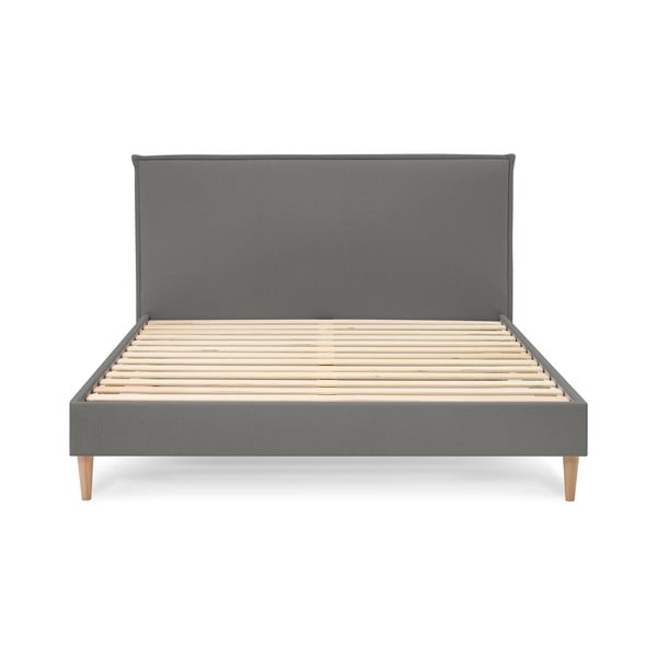 Antracytowe tapicerowane łóżko dwuosobowe ze stelażem 180x200 cm Sary – Bobochic Paris-image-3