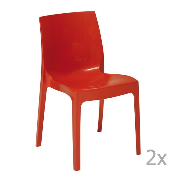 Zestaw 2 czerwonych krzeseł Castagnetti Ice