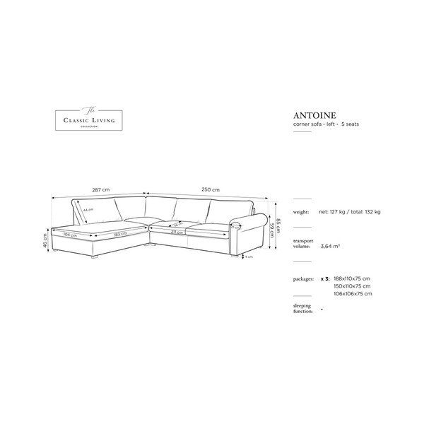 Czarny narożnik Windsor & Co Sofas Hermes, lewostronny-image-1