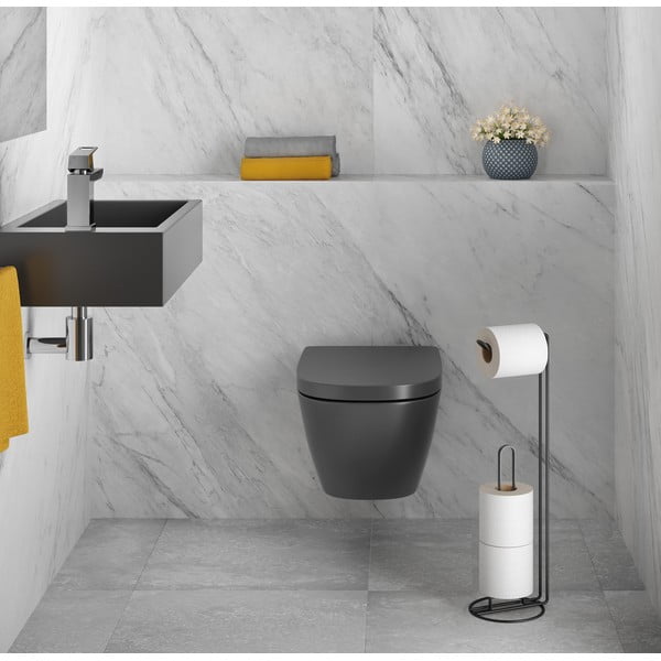 Czarny uchwyt na papier toaletowy z uchwytem Origin - Metaltex-image-1