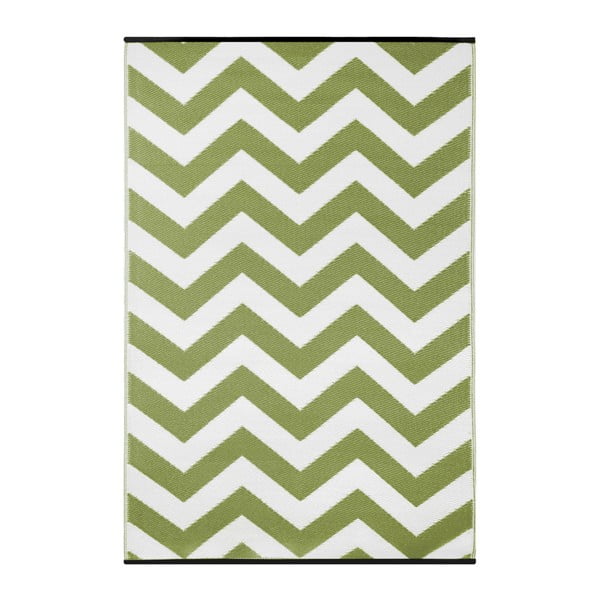 Zielono-biały dwustronny dywan zewnętrzny Green Decore Psychadelia, 90x150 cm