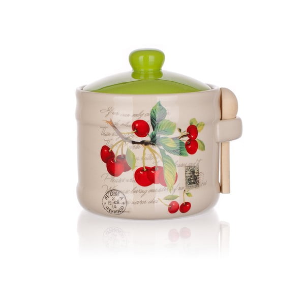 Ceramiczny pojemnik z łyżeczką Banquet Cherry, 400 ml