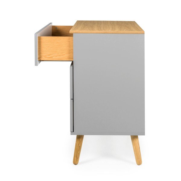 Szara komoda z nogami z drewna dębowego Tenzo Dot, 90x79 cm-image-4