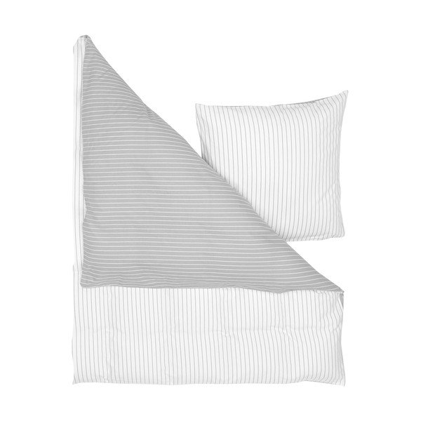 Szara flanelowa pościel jednoosobowa Westwing Collection Talin, 155x220 cm