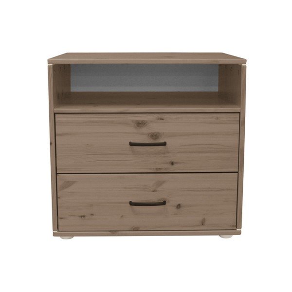 Brązowa komoda dziecięca z 2 szufladami z drewna sosnowego Flexa Classic-image-1