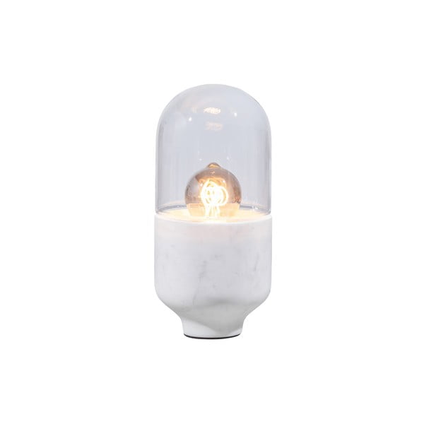 Biała lampa stołowa ze szklanym kloszem (wysokość 26 cm) Asel – WOOOD