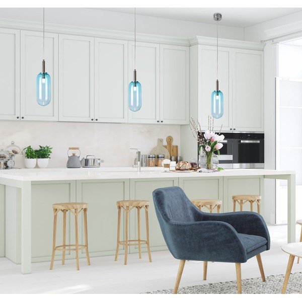 Niebieska lampa wisząca LED ze szklanym kloszem ø 13 cm Fiuggi – Candellux Lighting-image-3