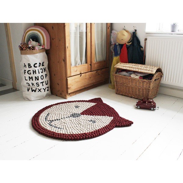 Dziecięcy wełniany dywan kulkowy Wooldot Ball Rugs Fox, ⌀ 90 cm-image-1
