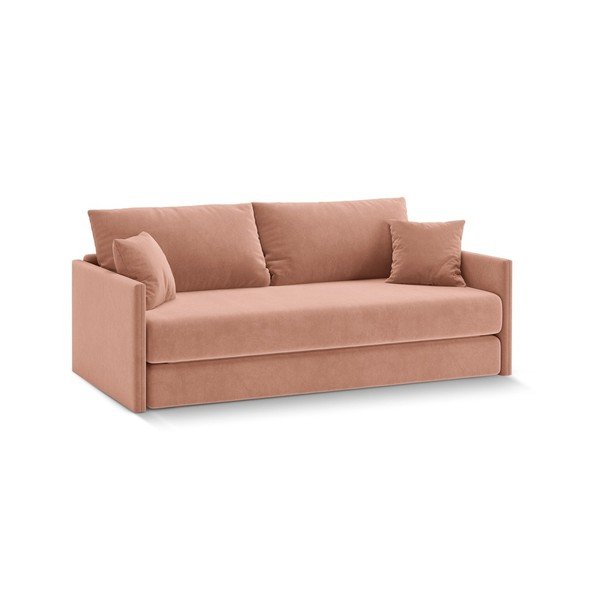 Różowa aksamitna rozkładana sofa 209 cm Shannon – Cosmopolitan Design-image-1