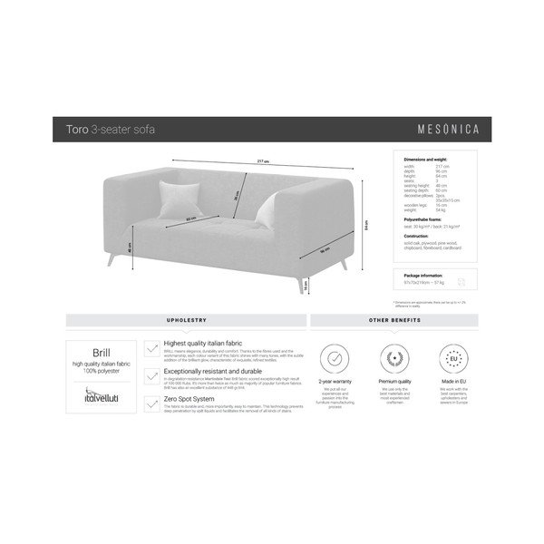 Czarna 3-osobowa sofa MESONICA Toro-image-3