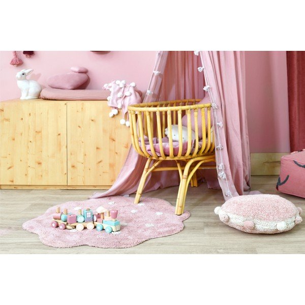 Różowy bawełniany dywan dziecięcy tkany ręcznie odpowiedni do prania ø90 cm Mini Biscuit Vintage Nude – Lorena Canals-image-4
