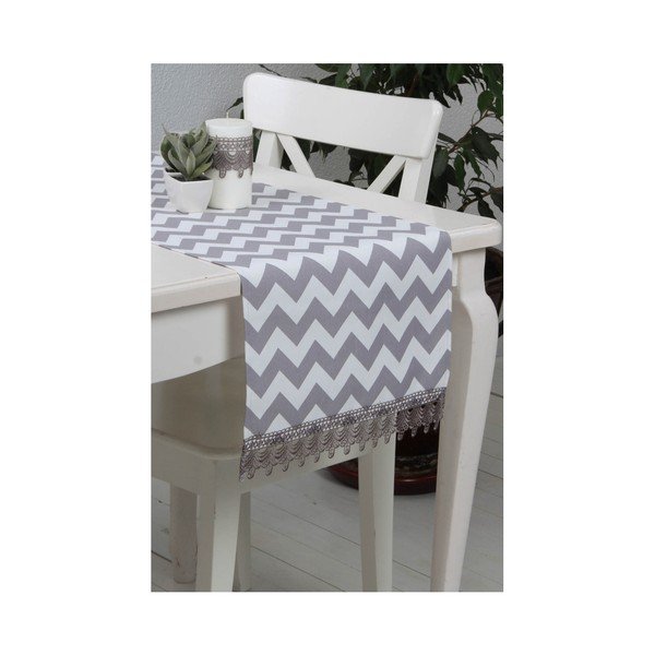 Szaro-biały bieżnik Arampoi, 150x40 cm