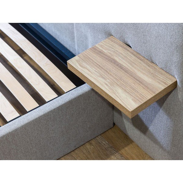 Jasnoszare tapicerowane łóżko dwuosobowe ze schowkiem i stelażem 160x200 cm Blandine – Bobochic Paris-image-4