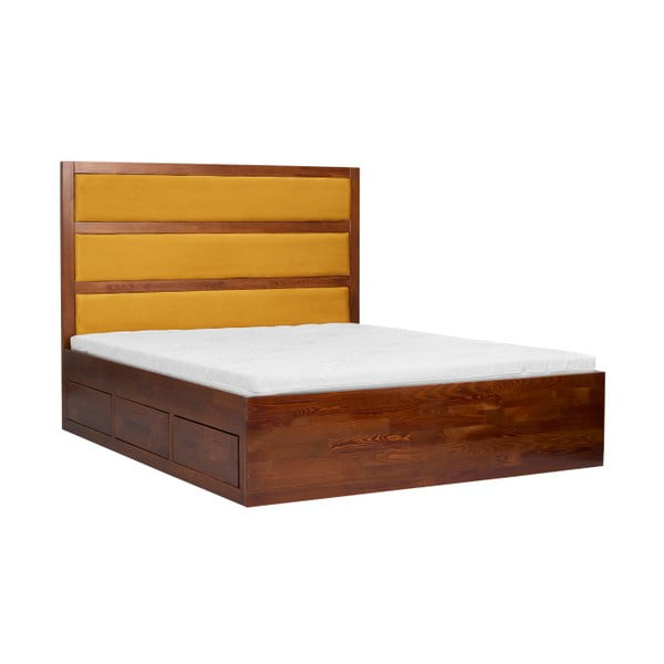Łóżko 2-osobowe z litego drewna sosnowego SKANDICA Magnus Dark, 160x200 cm