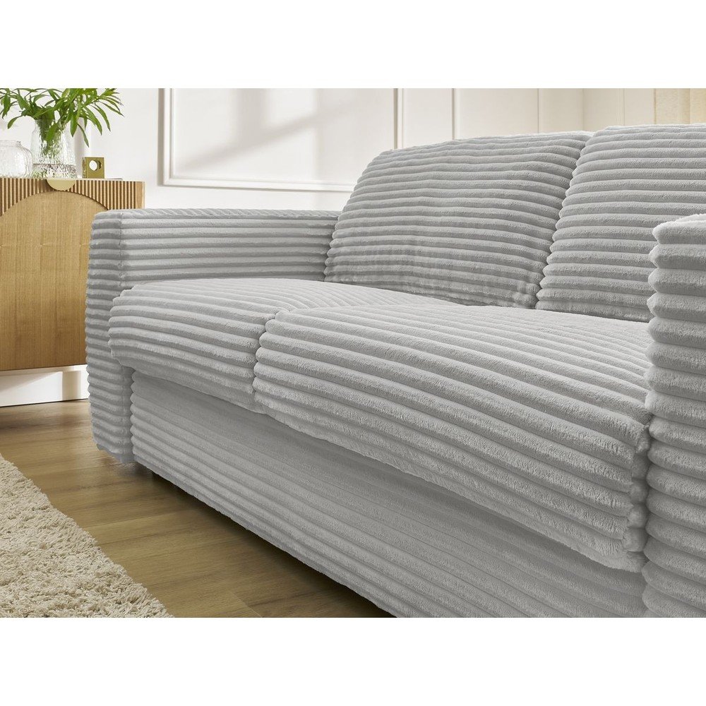 Jasnoszara sztruksowa rozkładana sofa do spania 220 cm Hugo – Bobochic Paris (zdjęcie 6)