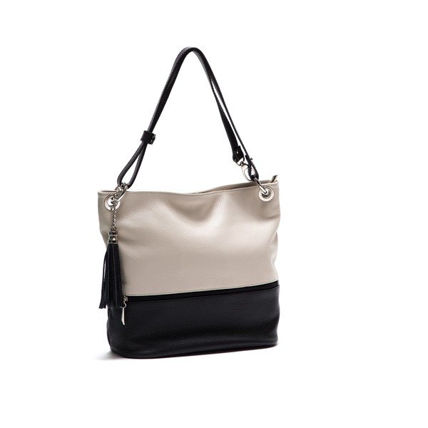Skórzana torebka Anna Luchini 1104 Beige Nero-image-2