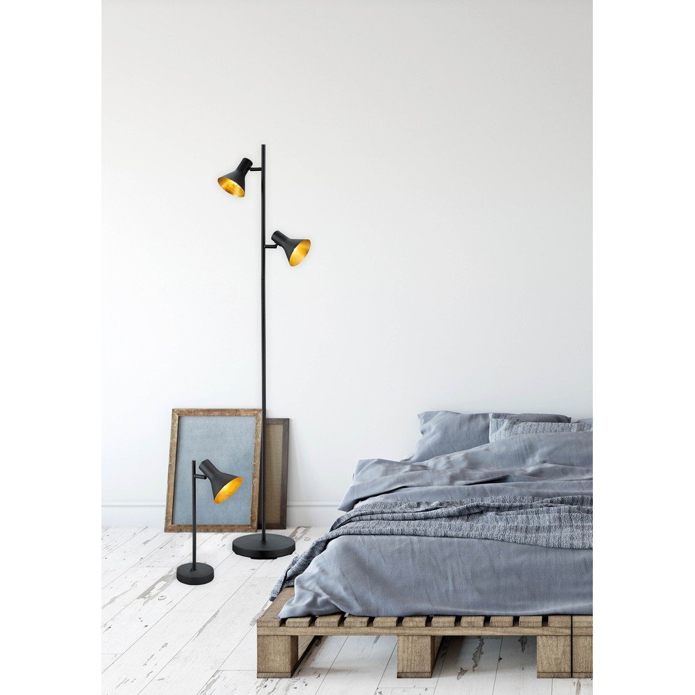 Czarna metalowa lampa stołowa z metalowym kloszem (wysokość 39 cm) Nina – Reality (zdjęcie 3)