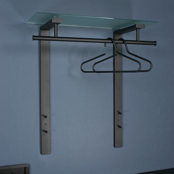 Czarny metalowy wieszak ścienny z półką 80 cm Dutch – Spinder Design-image-4