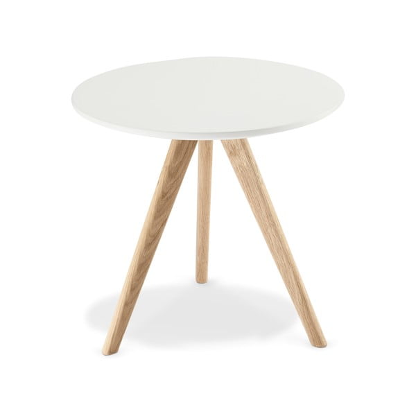 Biały stolik drewniany Furnhouse Life, Ø 48 cm