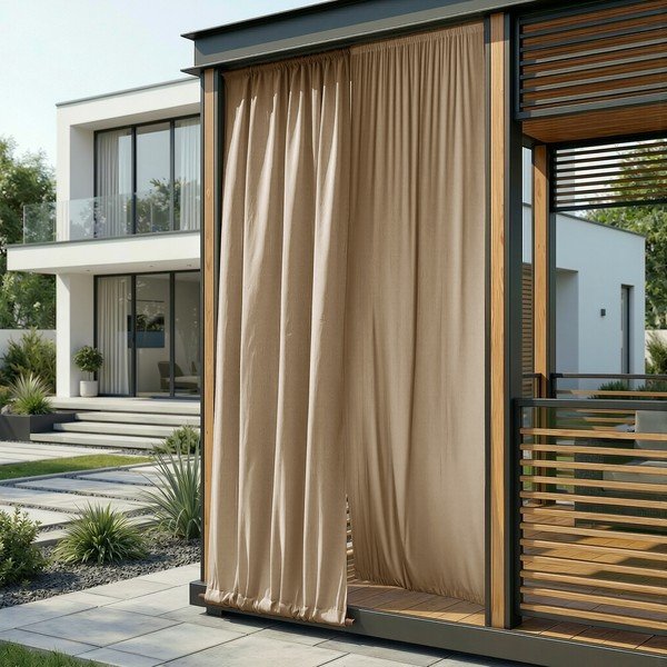 Beżowa zasłona częściowo zaciemniająca (dimout)/zewnętrzna Calisto – Filumi