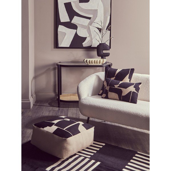 Czarna/w naturalnym kolorze konsola ze szklanym blatem 49x100 cm Cebu – Premier Housewares-image-2