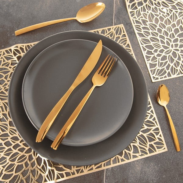 Sztućce 24 szt. ze stali nierdzewnej w kolorze złota Gold – Orion-image-1