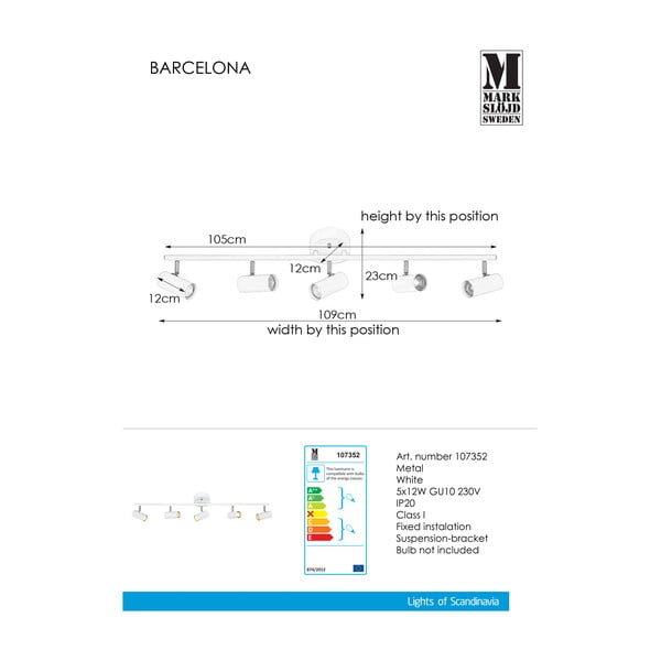Biała lampa sufitowa Markslöjd Barcelona-image-2