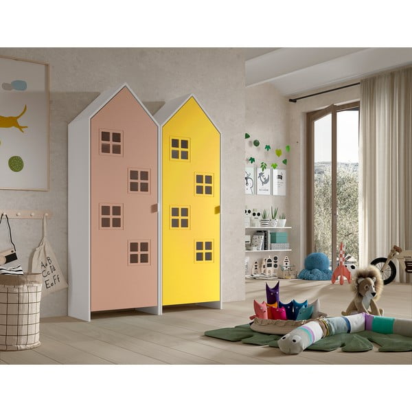 Żółto-różowa szafa dziecięca 115x171,5 cm CASAMI BRUGES – Vipack-image-1