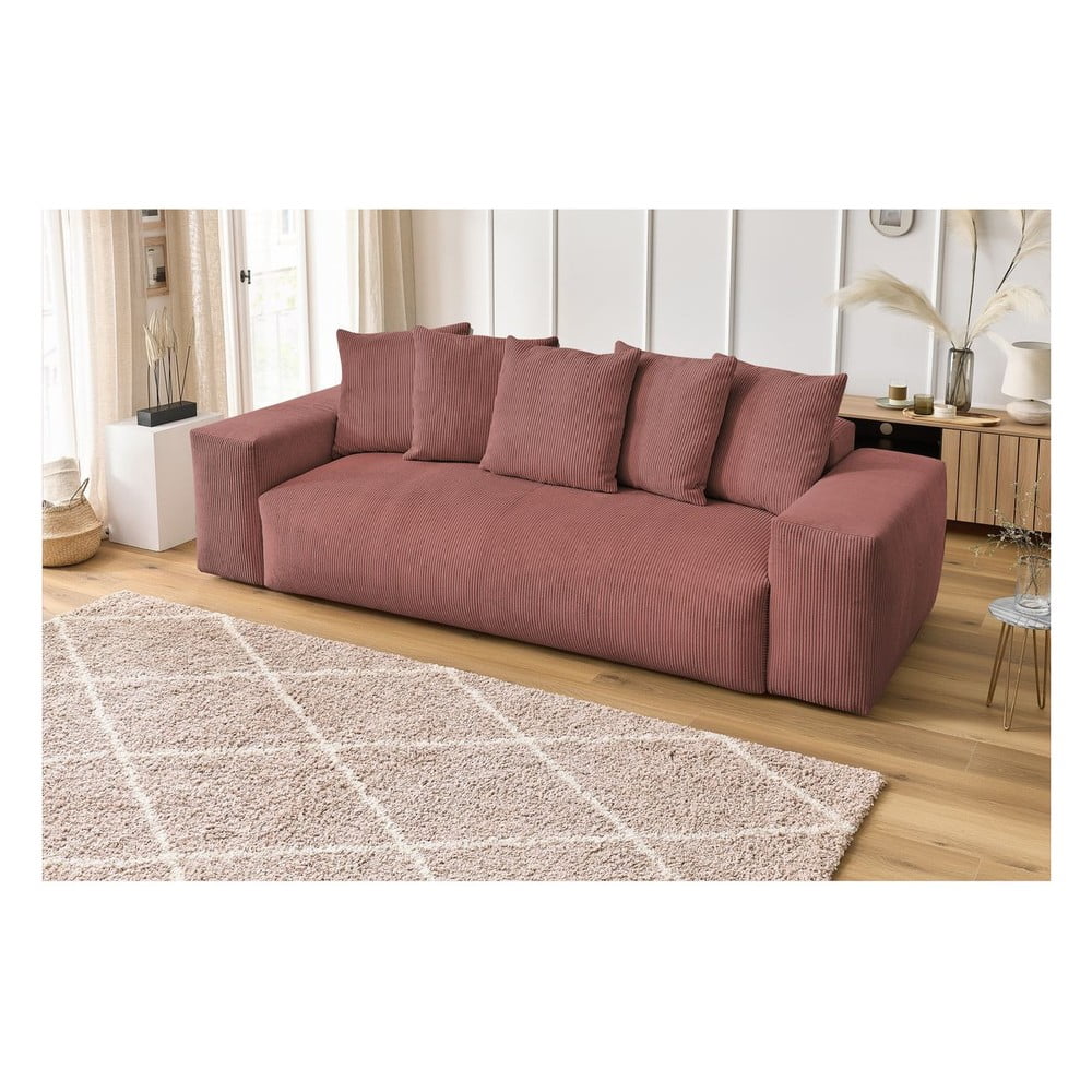 Jasnoróżowa sztruksowa sofa 280 cm Voltaire – Bobochic Paris (zdjęcie 11)