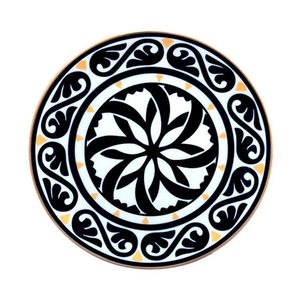 Czarno-biały talerz porcelanowy Vivas Peona, Ø 23 cm