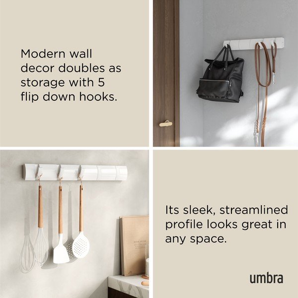 Wieszak ścienny z litego drewna sosnowego w matowym białym kolorze 51 cm Flip – Umbra-image-4