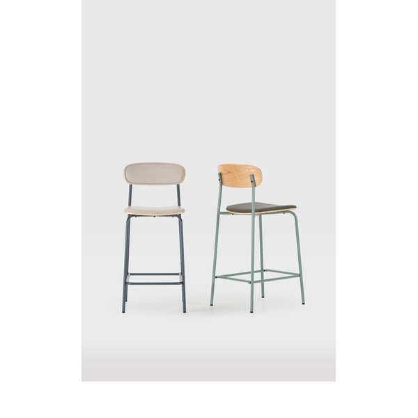 Beżowe tapicerowane hokery zestaw 2 szt. (wysokość siedziska 65,5 cm) Saula – Marckeric-image-1