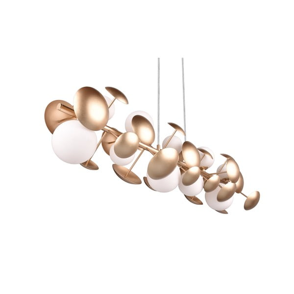 Lampa wisząca w biało-złotym kolorze ze szklanym kloszem Bubble – Trio Select-image-3