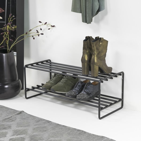 Czarny metalowy regał na buty Clint – Spinder Design-image-3