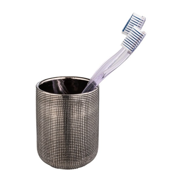 Ceramiczny kubek na szczoteczki do zębów w kolorze srebra Rivara – Wenko-image-2