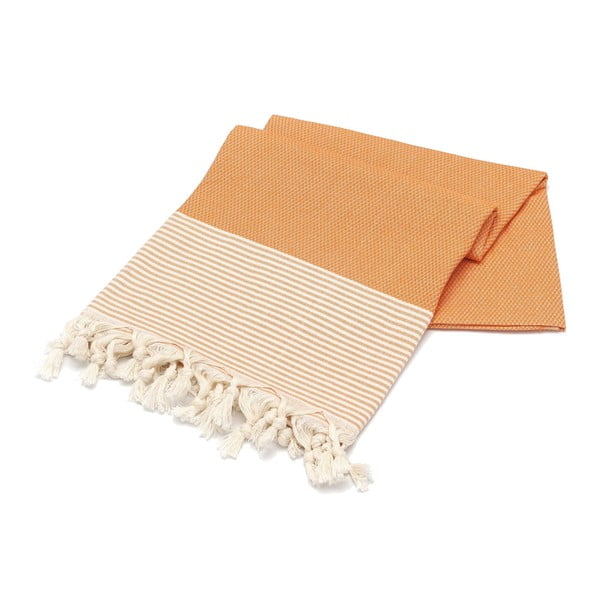 Ręcznik hammam Stripped Elmas Bal Petek Orange, 100x180 cm