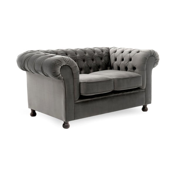 Szara sofa 2-osobowa Vivonita Chesterfield-image-2