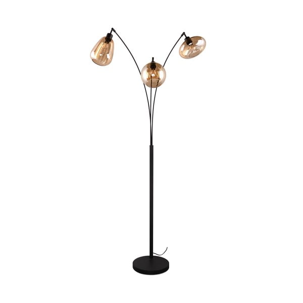 Czarno-pomarańczowa lampa stojąca ze szklanym kloszem (wys. 200 cm) Lumina – Trio-image-2