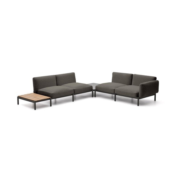 Ciemnoszara tapicerowana sofa ogrodowa (w kształcie litery L) Sorells – Kave Home