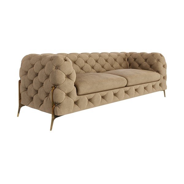 Jasnobrązowa aksamitna sofa 225 cm Chelsea Bis – Ropez-image-1
