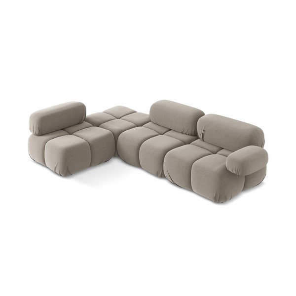 Beżowy aksamitny narożnik modułowy (lewostronny) Lokua – Makamii-image-1