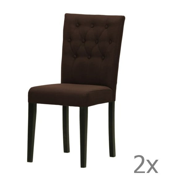 Komplet 2 krzeseł Monako Etna Dark Brown, czarne nóżki