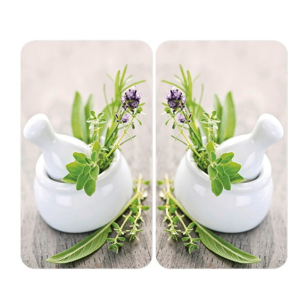 Zestaw 2 szklanych płyt ochronnych na kuchenkę Wenko Herbal, 52x30 cm